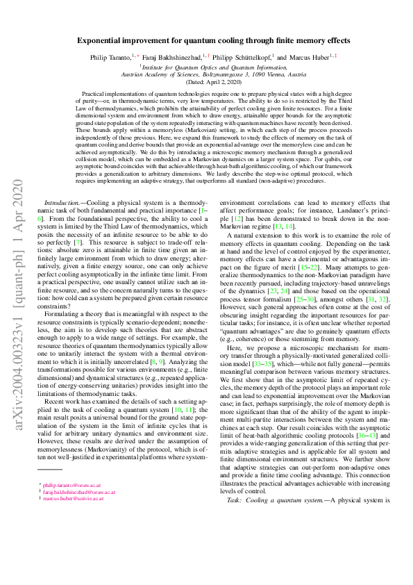 (PDF) Exponential Improvement for Quantum Cooling through Finite-Memory ...