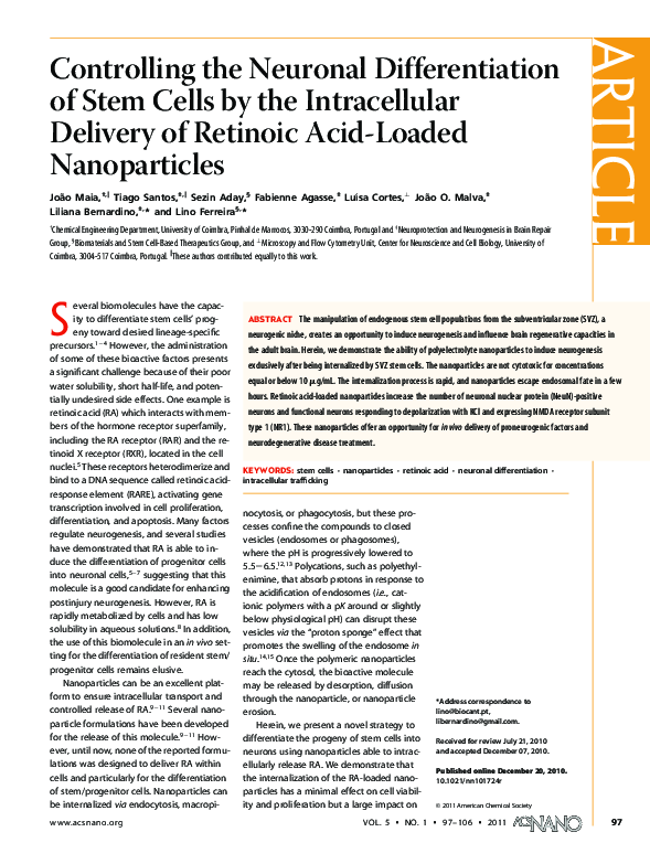 (PDF) Controlling the Neuronal Differentiation of Stem Cells by the ...