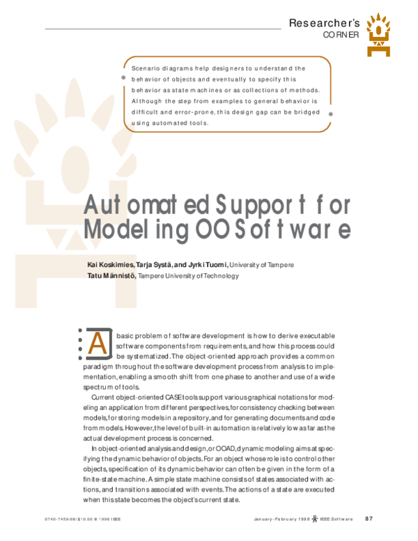 (PDF) Automated support for modeling OO software