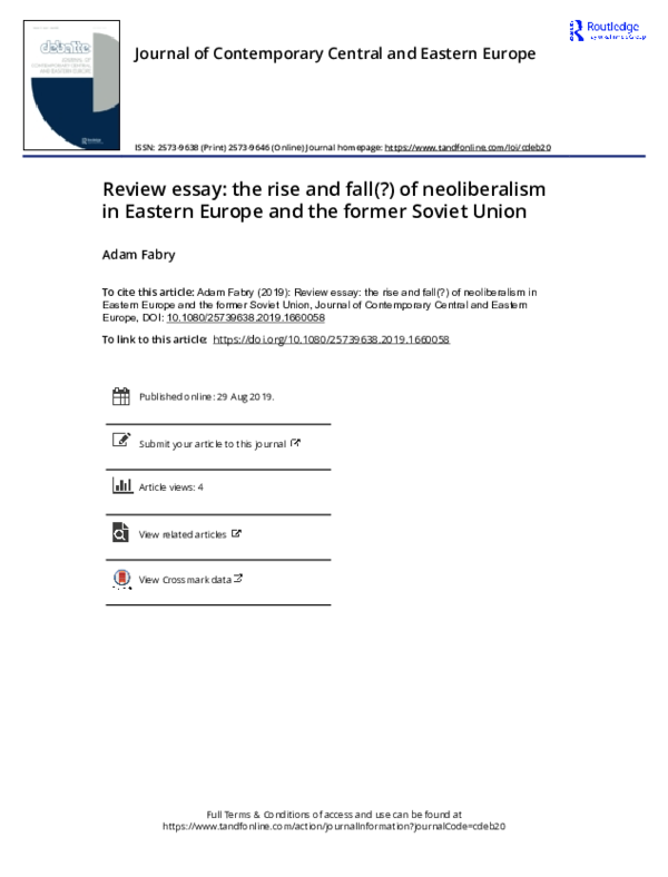 (PDF) Review essay: the rise and fall(?) of neoliberalism in Eastern ...
