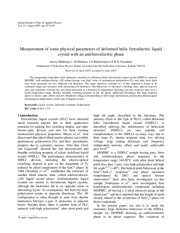 (PDF) High dielectric behavior and memory effect in a deformed helix ...