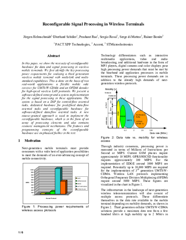 (PDF) Reconfigurable signal processing in wireless terminals [mobile ...