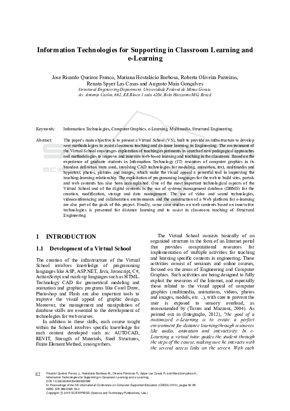 (PDF) Information Technologies for Supporting in Classroom Learning and ...