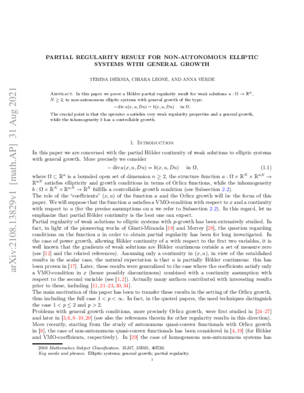 (PDF) Partial regularity result for non-autonomous elliptic systems ...