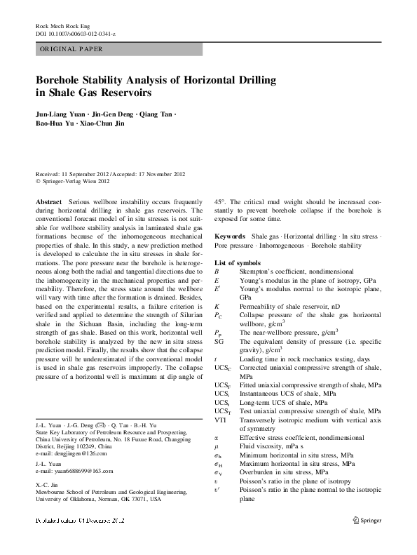 Pdf Borehole Stability Analysis Of Horizontal Drilling In Shale Gas Pdf Borehole Stability Analysis Of Horizontal Drilling In Shale Gas