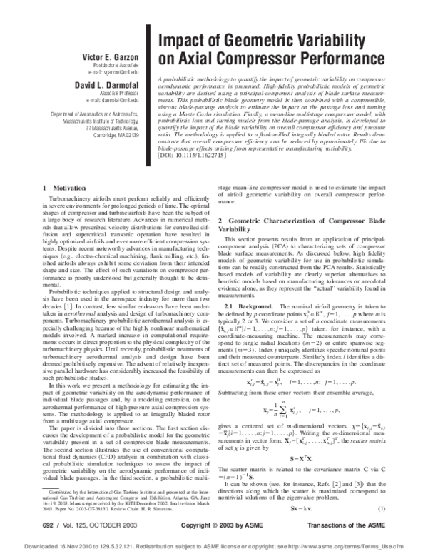 (PDF) Impact of Geometric Variability on Axial Compressor Performance