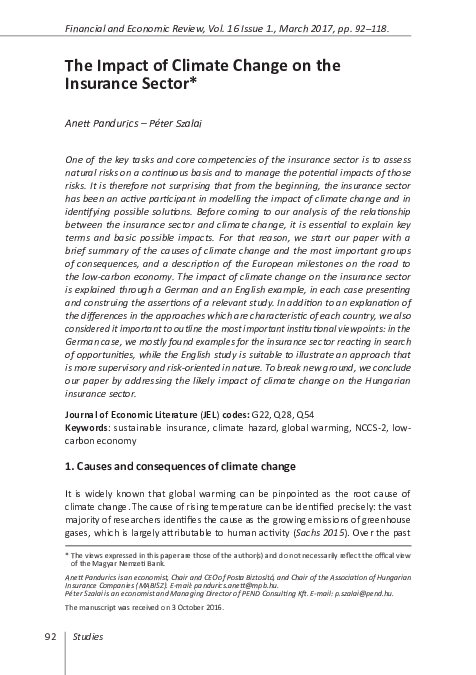 (PDF) The Impact of Climate Change on the Insurance Sector