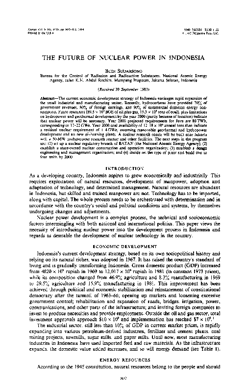 (PDF) The future of nuclear power in Indonesia