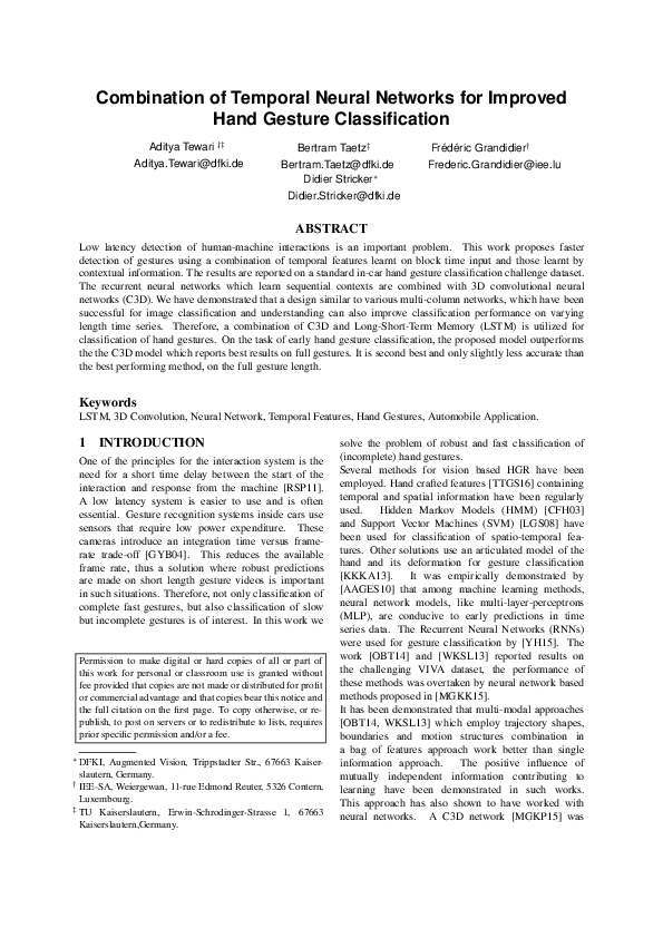 (PDF) Combination of Temporal Neural Networks for Improved Hand Gesture ...