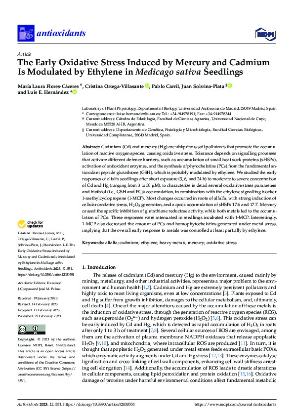 (PDF) The Early Oxidative Stress Induced by Mercury and Cadmium Is ...