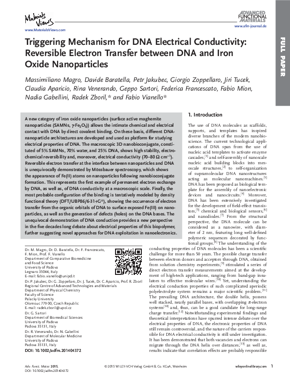 (PDF) Triggering Mechanism for DNA Electrical Conductivity: Reversible