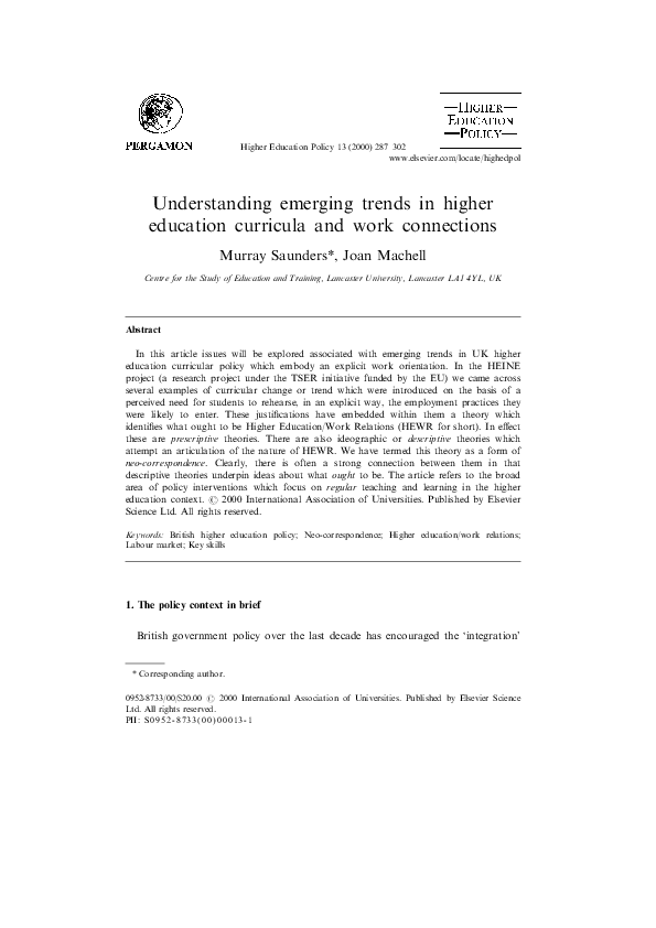 (PDF) Understanding emerging trends in higher education curricula and ...