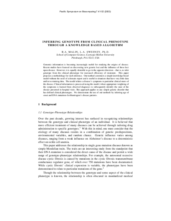 (PDF) Inferring Genotype from Clinical Phenotype Through a Knowledge ...