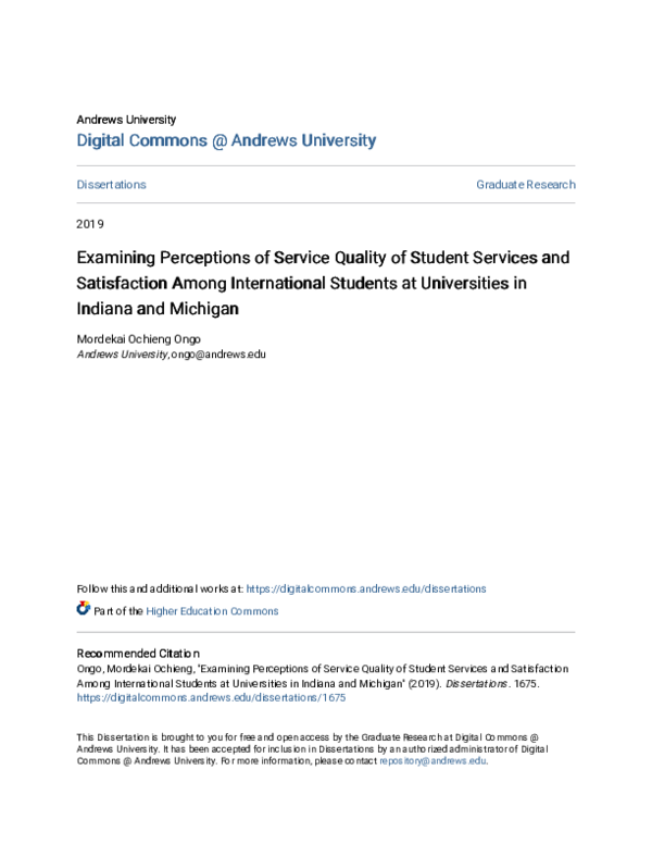 (PDF) Examining Perceptions of Service Quality of Student Services and ...