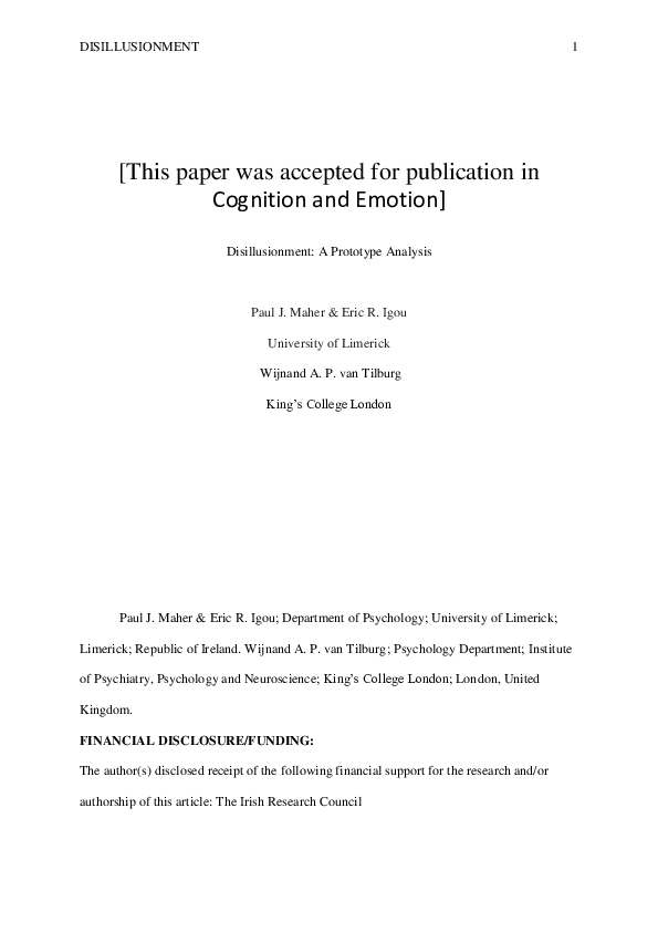 (PDF) Disillusionment: a prototype analysis