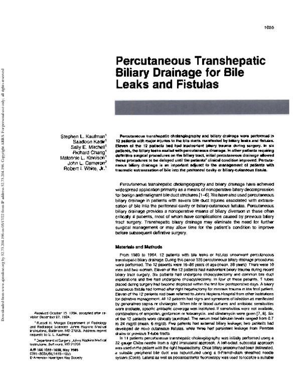 (PDF) Percutaneous transhepatic biliary drainage for bile leaks and ...