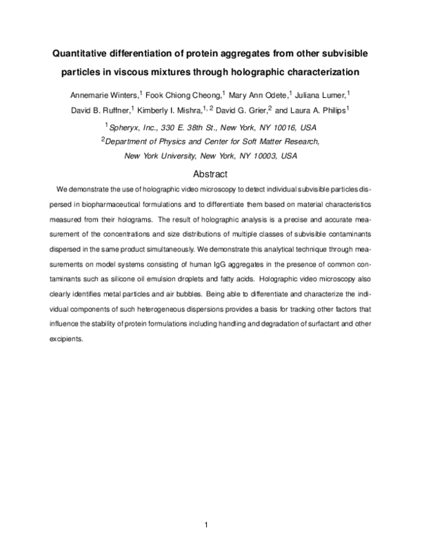 (PDF) Quantitative Differentiation of Protein Aggregates From Other ...