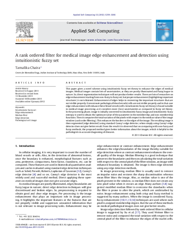 (PDF) A rank ordered filter for medical image edge enhancement and ...