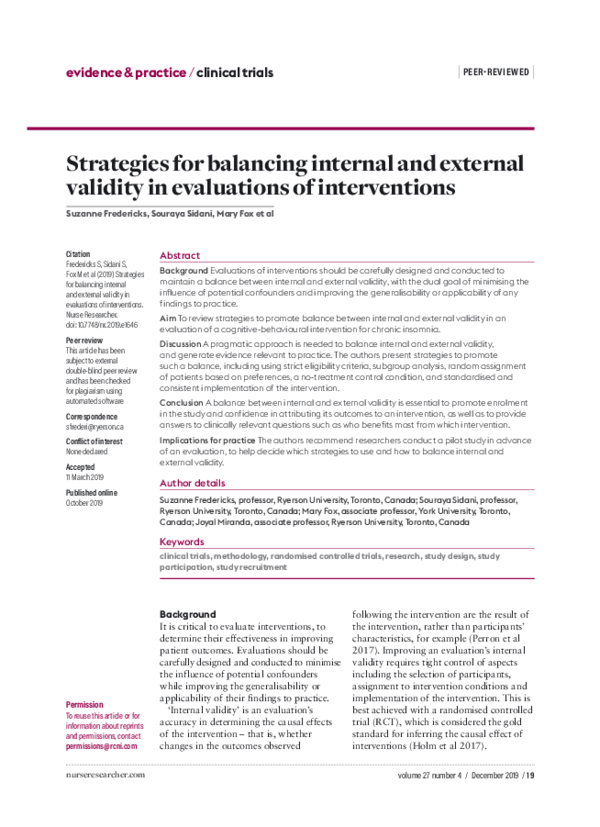 (PDF) Strategies for balancing internal and external validity in ...
