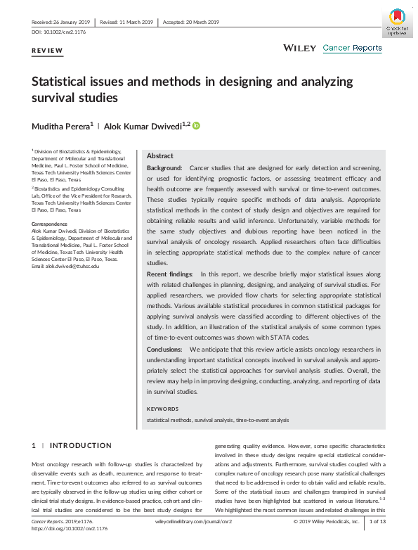 (PDF) Statistical issues and methods in designing and analyzing ...