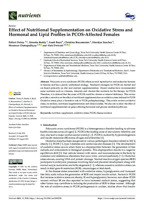 (PDF) Effect of Nutritional Supplementation on Oxidative Stress and ...
