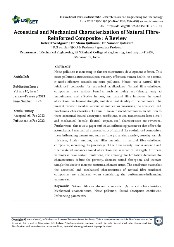 (PDF) Acoustical and Mechanical Characterization of Natural Fibre ...