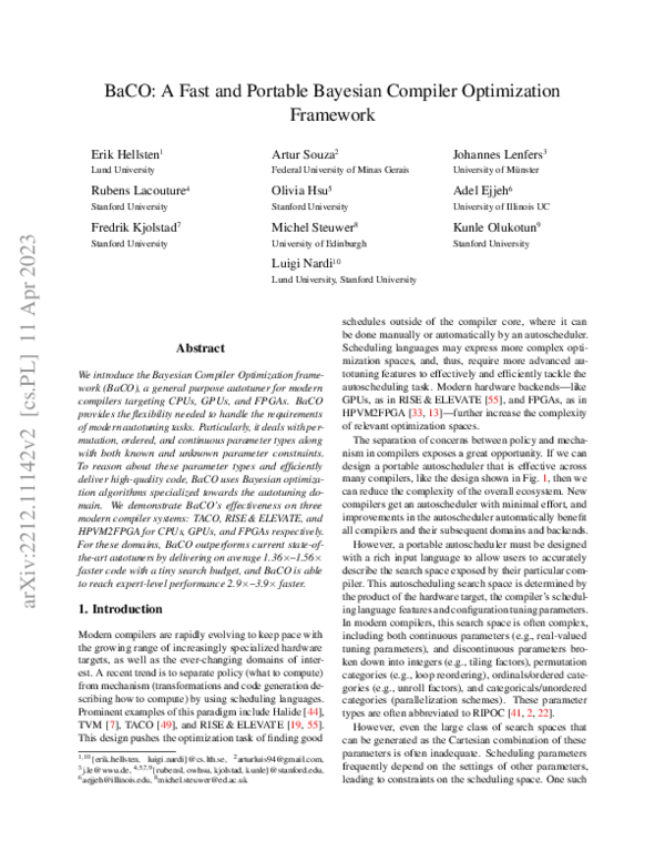 (PDF) BaCO: A Fast and Portable Bayesian Compiler Optimization Framework