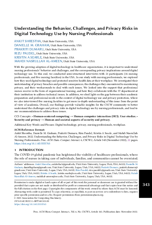 (PDF) Understanding the Behavior, Challenges, and Privacy Risks in ...