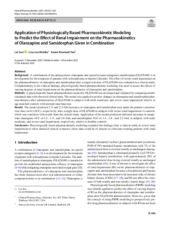 (PDF) Application of Physiologically Based Pharmacokinetic Modeling to ...