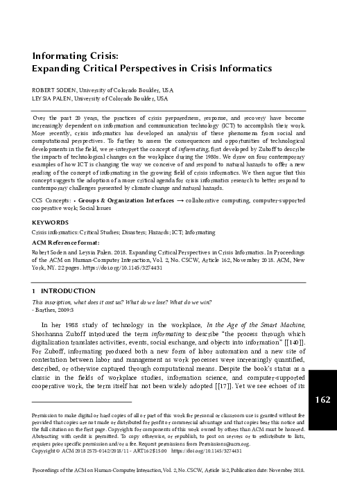 (PDF) Informating Crisis