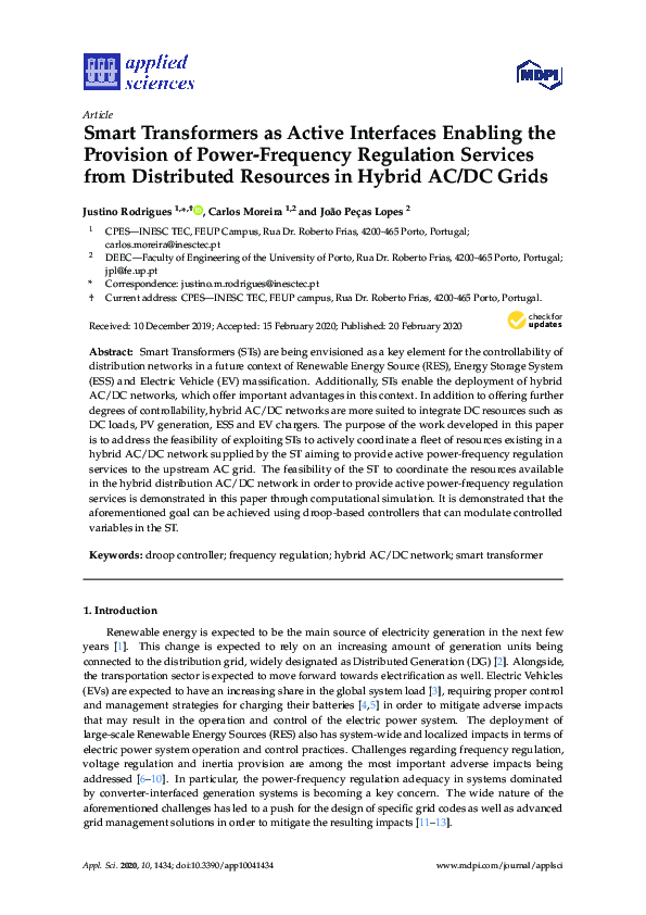 (PDF) Smart Transformers as Active Interfaces Enabling the Provision of ...