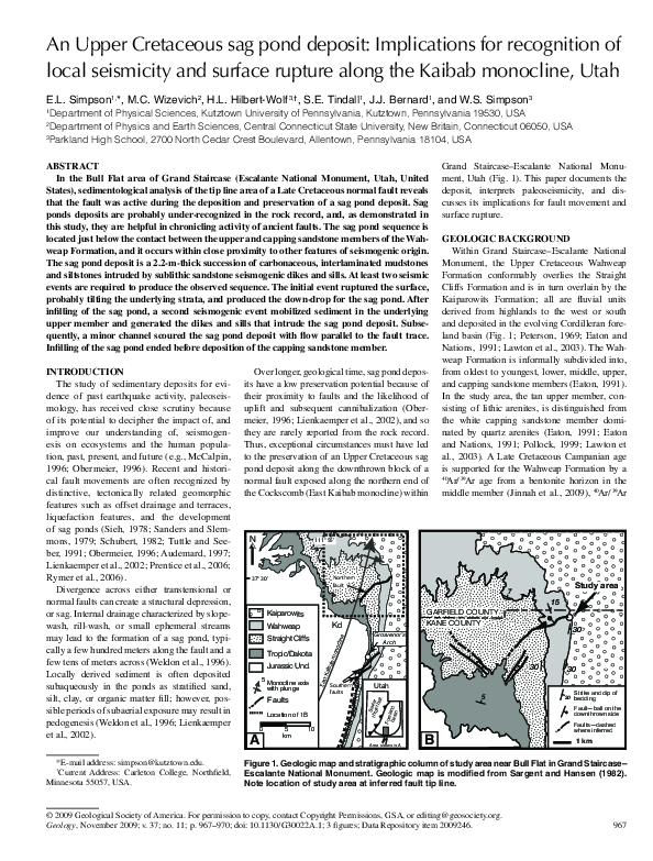 (PDF) An Upper Cretaceous sag pond deposit: Implications for ...