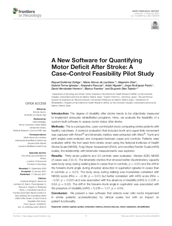 (PDF) A New Software for Quantifying Motor Deficit After Stroke: A Case ...