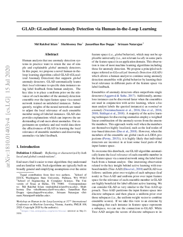 (PDF) GLAD: GLocalized Anomaly Detection via Human-in-the-Loop Learning