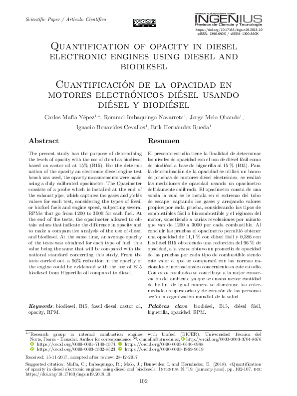 (PDF) Quantification of opacity in diesel electronic engines using ...
