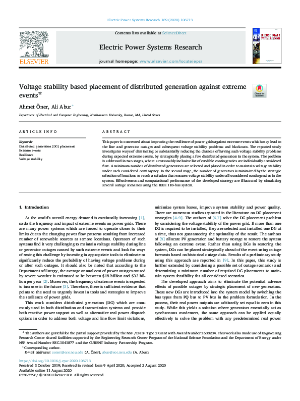 (PDF) Voltage stability based placement of distributed generation ...