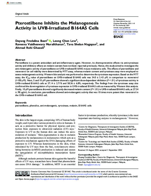 (PDF) Pterostilbene Inhibits the Melanogenesis Activity in UVB ...