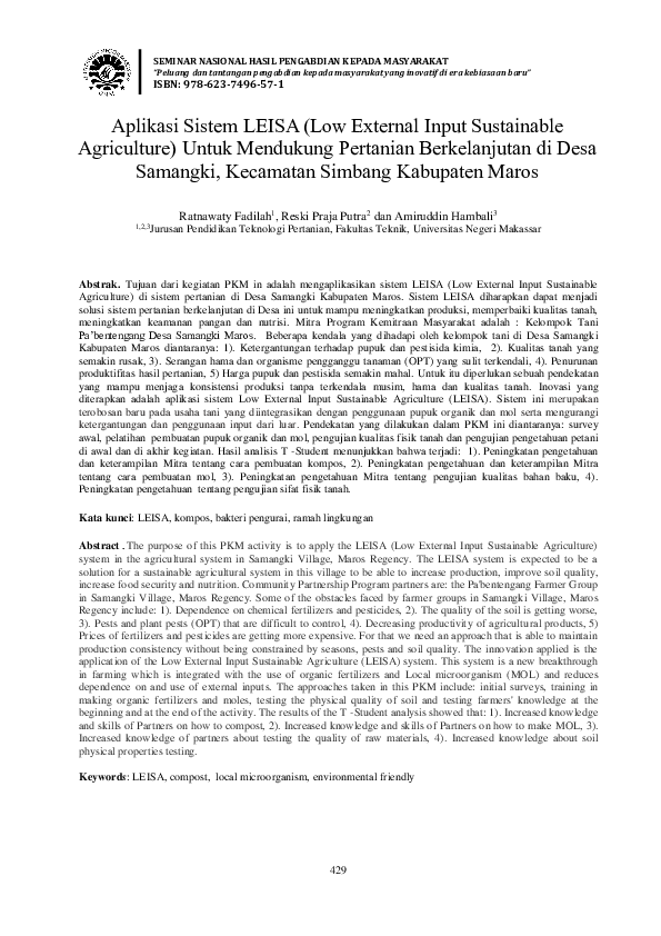 (PDF) Aplikasi Sistem LEISA (Low External Input Sustainable Agriculture