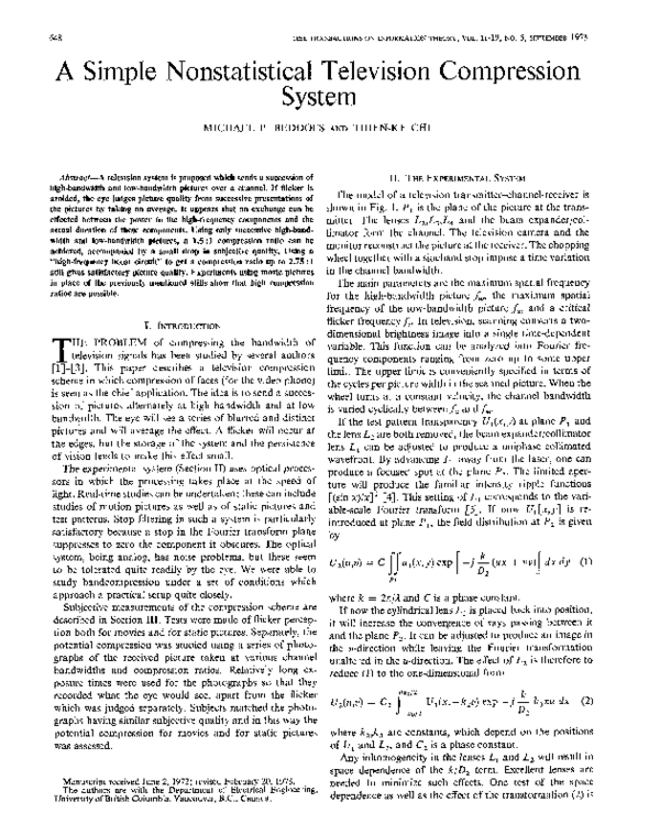 (PDF) Simple nonstatistical television compression system Thien Chu