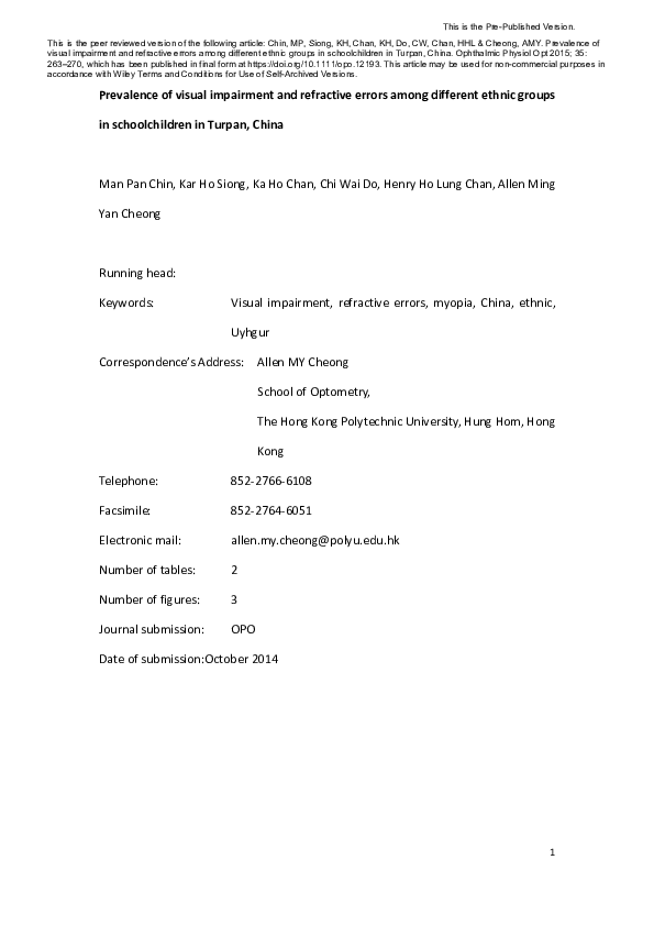 (PDF) Prevalence of visual impairment and refractive errors among ...