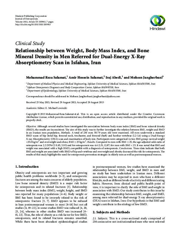 (PDF) Relationship between Weight, Body Mass Index, and Bone Mineral ...