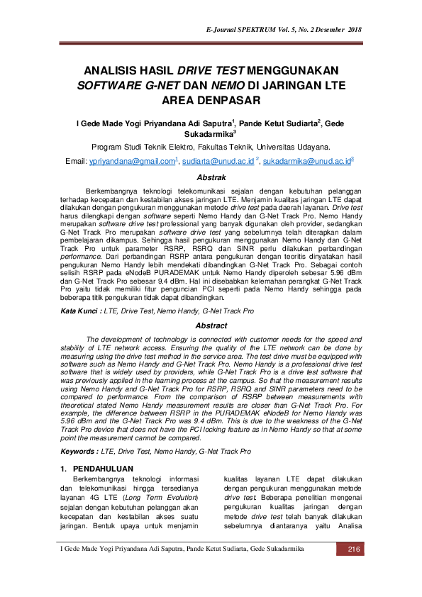 (PDF) Analisis Hasil Drive Test Menggunakan Software G-Net Dan Nemo DI ...