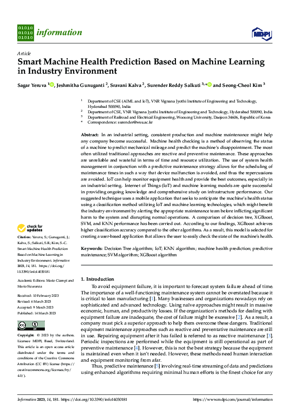 (PDF) Smart Machine Health Prediction Based on Machine Learning in ...