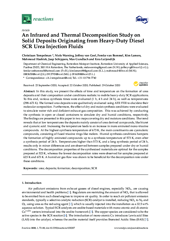 (PDF) An Infrared and Thermal Study on Solid Deposits