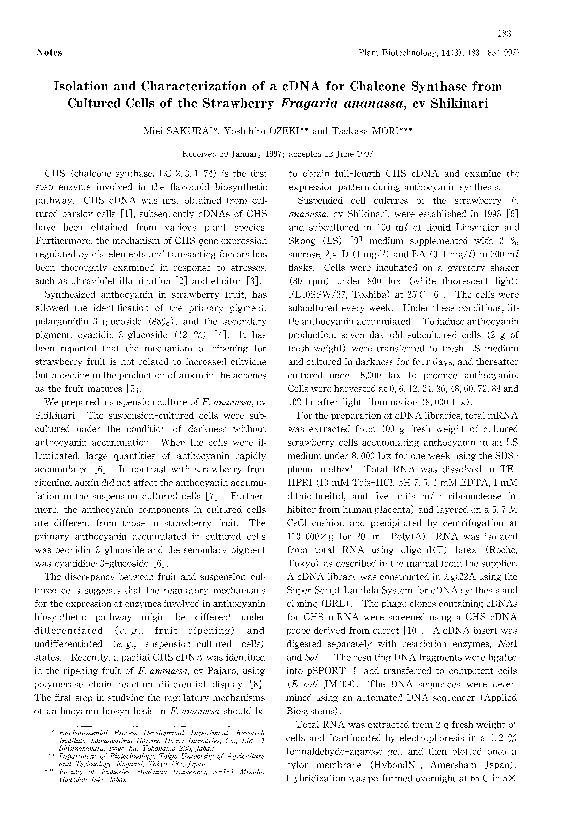 (PDF) Isolation and Characterization of a cDNA for Chalcone Synthase ...