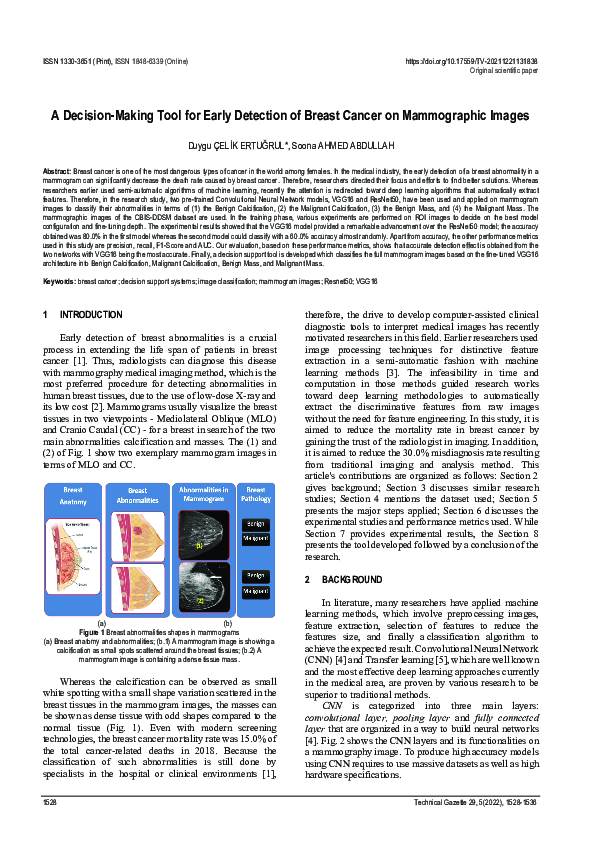 (PDF) A Decision-Making Tool for Early Detection of Breast Cancer on ...
