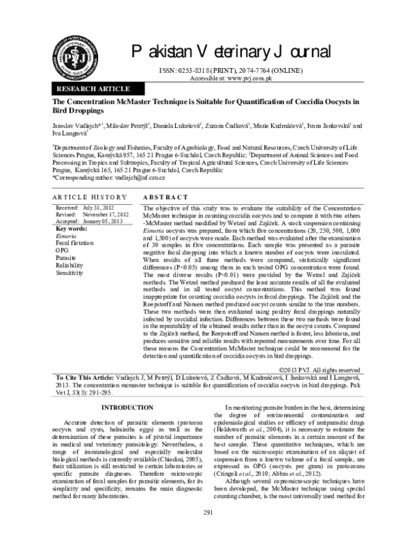(PDF) The Concentration McMaster technique is Suitable for ...