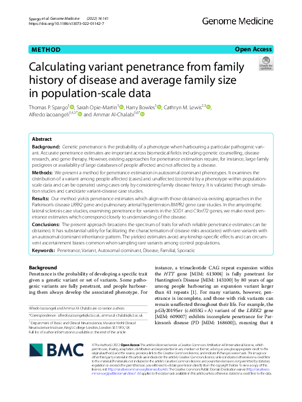 (PDF) Calculating variant penetrance from family history of disease and ...