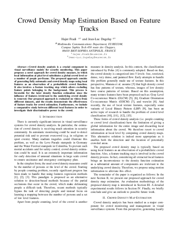 (PDF) Crowd density map estimation based on feature tracks | Jean-luc ...