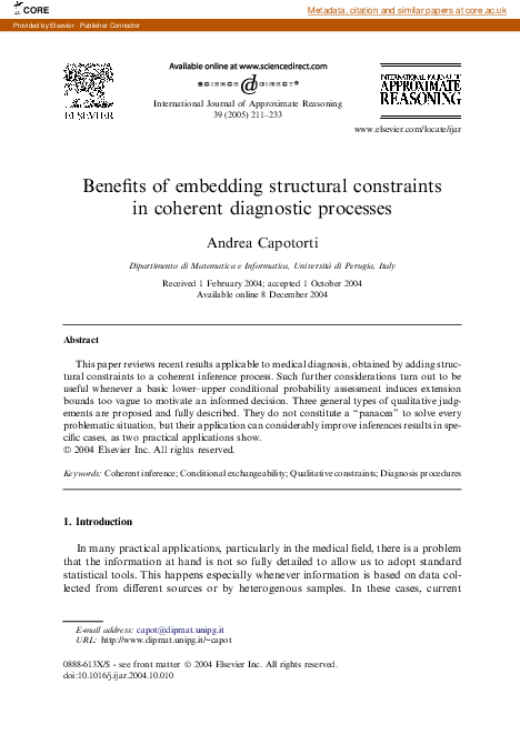 Benefits of embedding structural constraints in coherent diagnostic processes